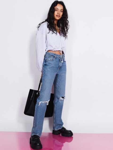 

H&M Women Blue Straight High Jeans