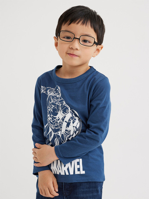 

H&M Boys Blue Pure Cotton Printed Jersey Top