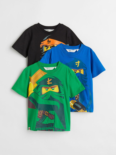 

H&M Boys Black & Green 3-Pack Printed T-Shirts