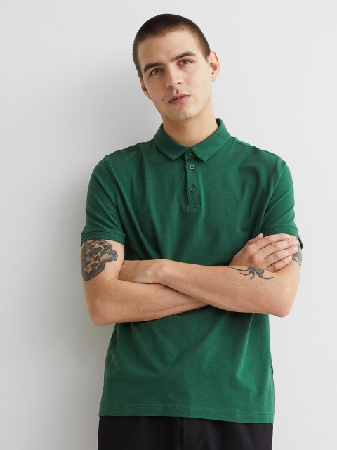 

H&M Men Green Slim Fit Polo shirt