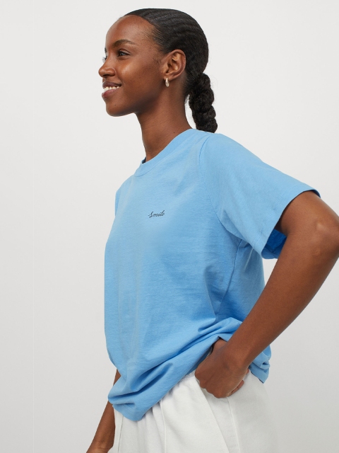 

H&M Woman Blue Cotton jersey T-shirt