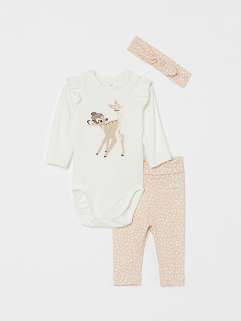 

H&M Girls White & Pink 3-piece jersey set