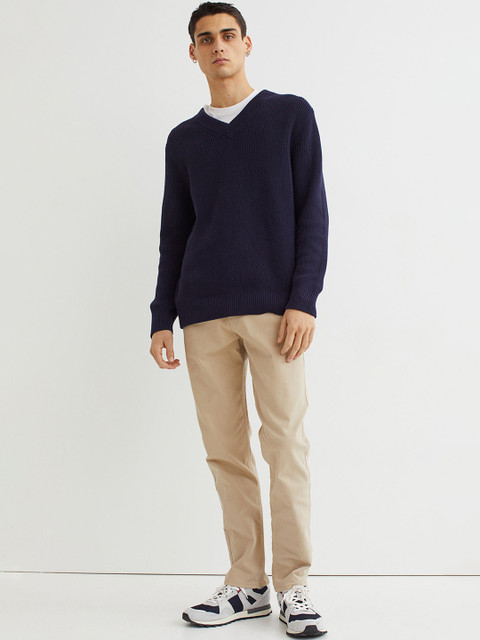 

H&M Men Beige Regular Fit Twill Trousers