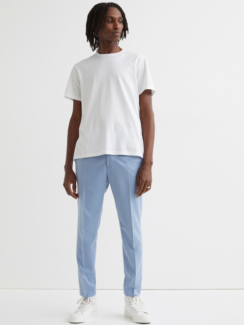 

H&M Men Blue Slim Fit Cropped Trousers