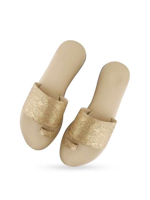 

SKO Women Gold-Toned Ethnic One Toe Flats
