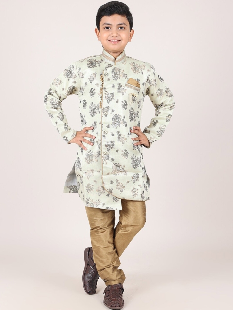 

Pothys Boys Green Printed Jacquard Sherwani