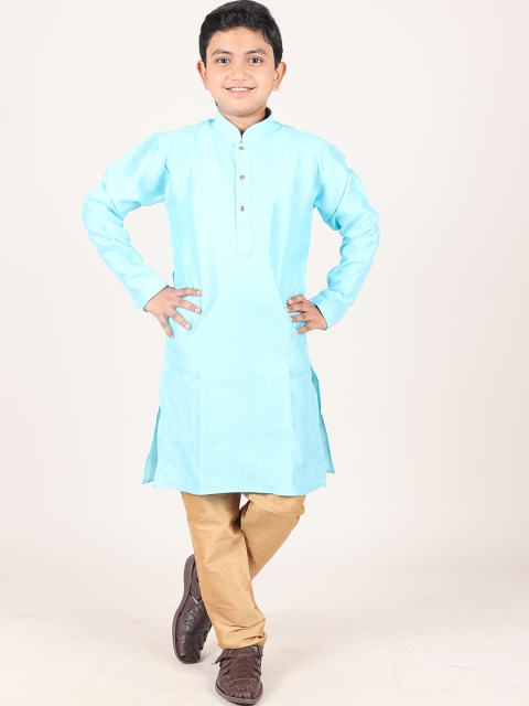 

Pothys Boys Blue & Khaki Woven Design Sherwani