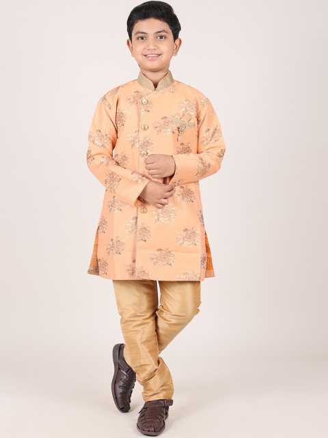 

Pothys Boys Peach Sherwani Set