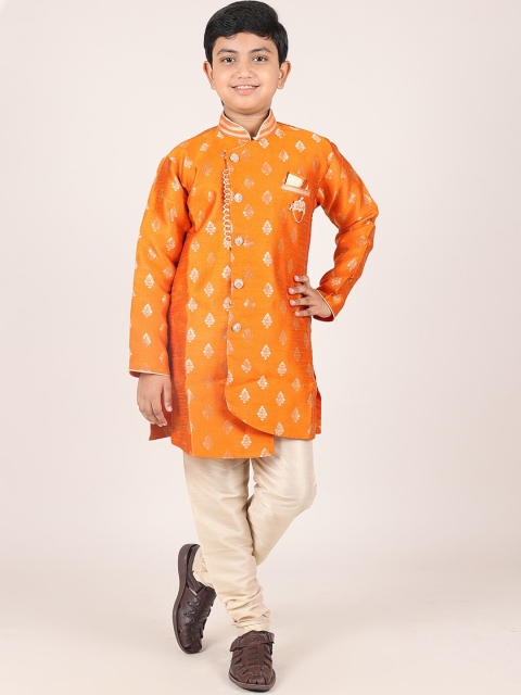

Pothys Boys Orange Silk Blend Sherwani