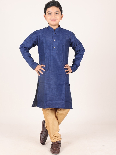 

Pothys Boys Blue & Beige Solid Sherwani