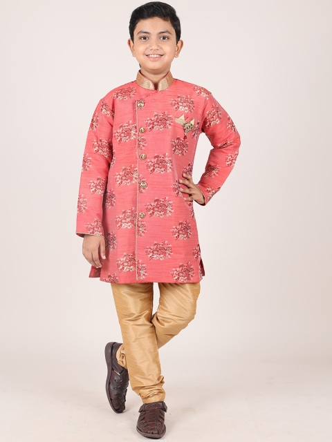 

Pothys Boys Pink Jacquard Sherwani