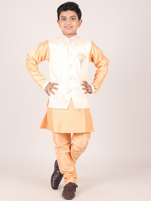 

Pothys Boys Peach Coloured Solid Sherwani
