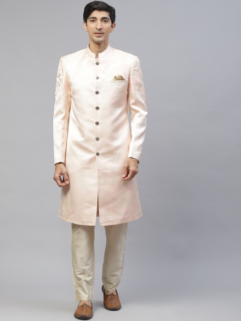 

MAXENCE Men Pink Self-Design Sherwani Set