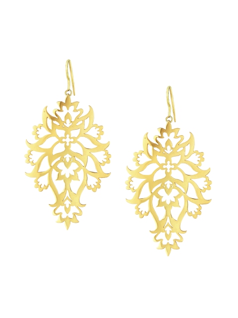 

ahilya Handcrafted Gold-Plated Sterling Silver Drop Earrings with Cut-Out Detail