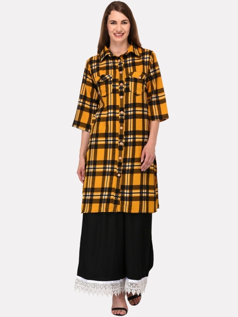 

KALINI Women Multicoloured Checked Patchwork Pathani Kurta, Multi