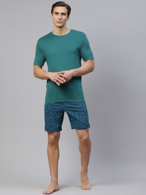 

Marks & Spencer Men Green & Blue Pure Cotton Shorts Set