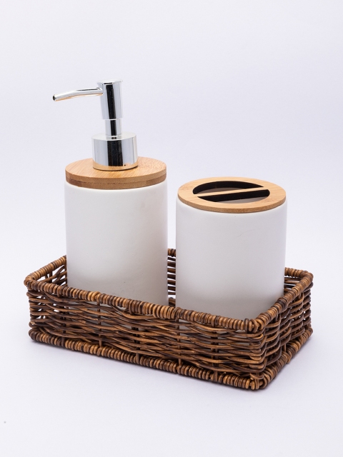 

MARKET99 White Rust Proof Ceramic Chrome Finish Bathroom Set
