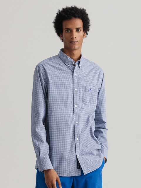 

GANT Men Blue Micro Checked Casual Cotton Shirt