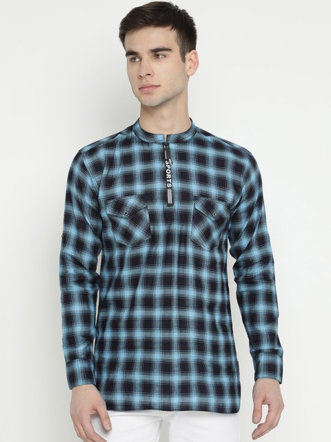 

V2 Value & Variety Men Blue & Black Checked Cotton Shirt