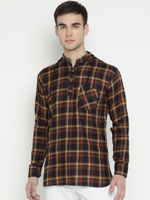 

V2 Value & Variety Men Brown Thread Work Denim Kurta