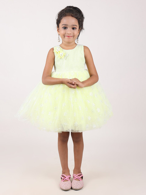 

Pothys Yellow Satin Dress