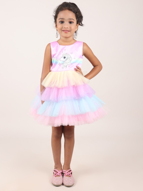 

Pothys Multicoloured Tie and Dye Satin Dress, Multi