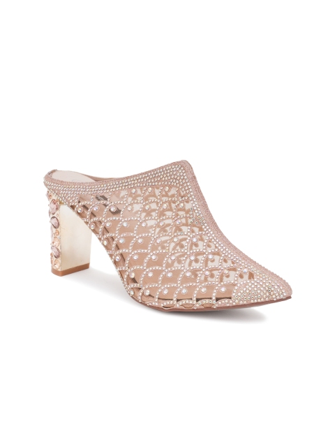 

Sherrif Shoes Copper-Toned Party Block Mules
