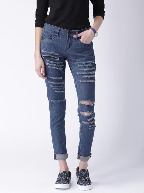 

Moda Rapido Women Blue Skinny Fit Distressed Denim Stretchable Jeans