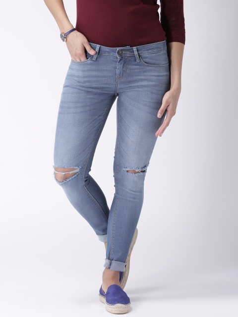 

Moda Rapido Women Blue Skinny Fit Slash Knee Stretchable Jeans