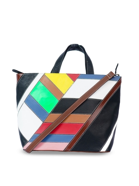 

PERKED Multicoloured Colourblocked Leather Oversized Structured Tote Bag, Multi