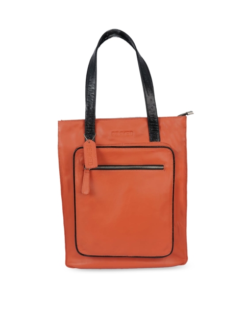 

PERKED Coral Leather Oversized Shopper Shoulder Bag with Applique