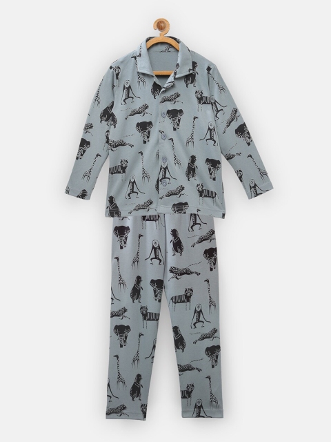 

NYNSH- PlusS Kids Grey Printed Night suits