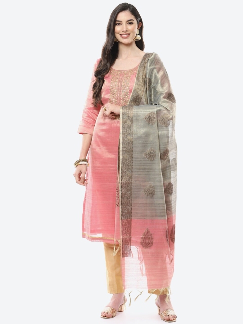 

Meena Bazaar Pink & Grey Embroidered Unstitched Dress Material