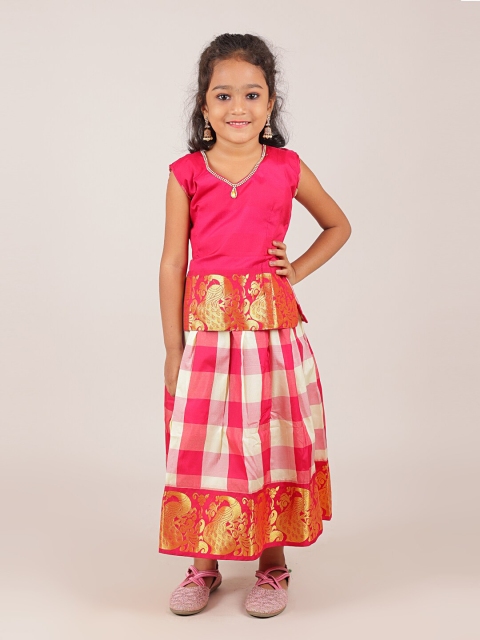 

Pothys Girls Red & White Ready to Wear Lehenga Choli