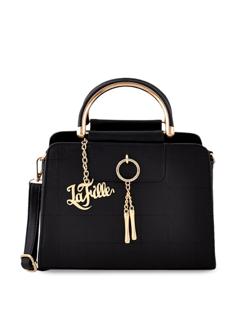 

LaFille Black PU Structured Handheld Bag with Tasselled