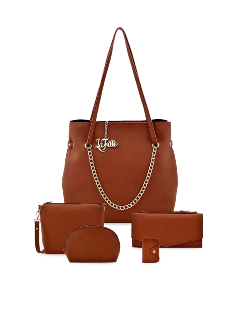 

LaFille Tan PU Structured Shoulder Bag