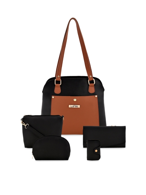 

LaFille Black PU Structured Shoulder Bag