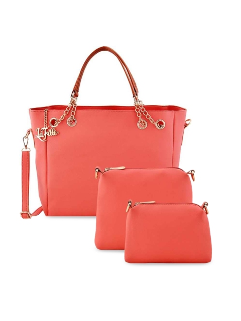

LaFille Peach-Coloured PU Oversized Structured Hobo Bag with Tasselled