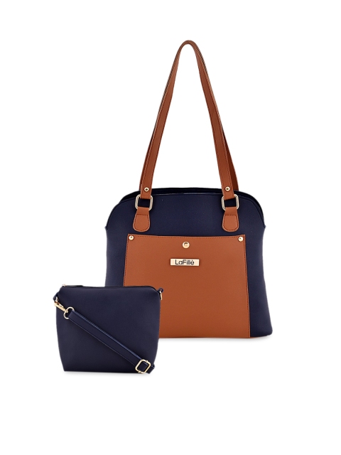 

LaFille Blue Colourblocked PU Structured Shoulder Bag