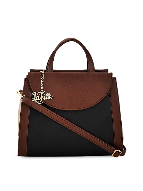 

LaFille Black Colourblocked PU Structured Handheld Bag