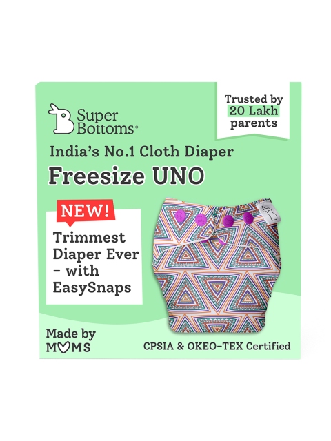 

SuperBottoms Kids White & Orange Printed UNO Trim Cloth Diaper