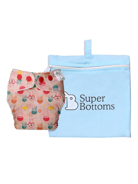

SuperBottoms Kids Peach Printed UNO Trim Cloth Diaper With Easy Snap Technology, Multi