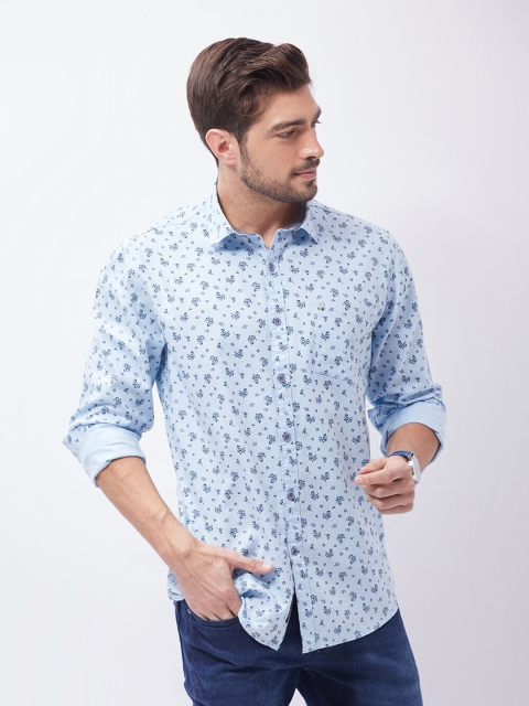 

Oxemberg Men Blue Classic Slim Fit Floral Printed Casual Shirt