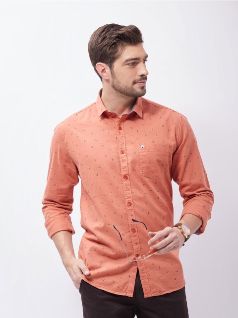 

Oxemberg Men Rust Classic Slim Fit Printed Casual Shirt