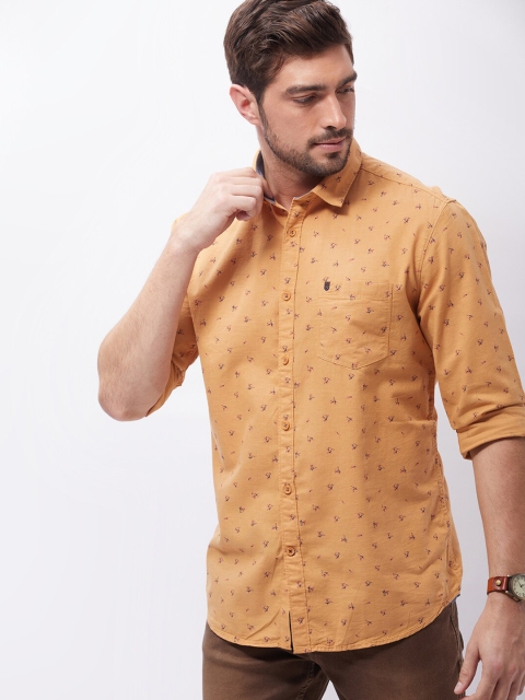 

Oxemberg Men Mustard Classic Slim Fit Printed Casual Shirt
