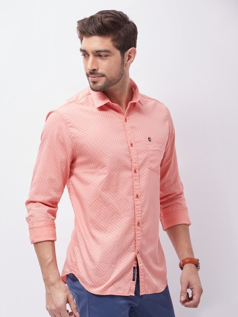 

Oxemberg Men Peach-Coloured Classic Slim Fit Casual Shirt