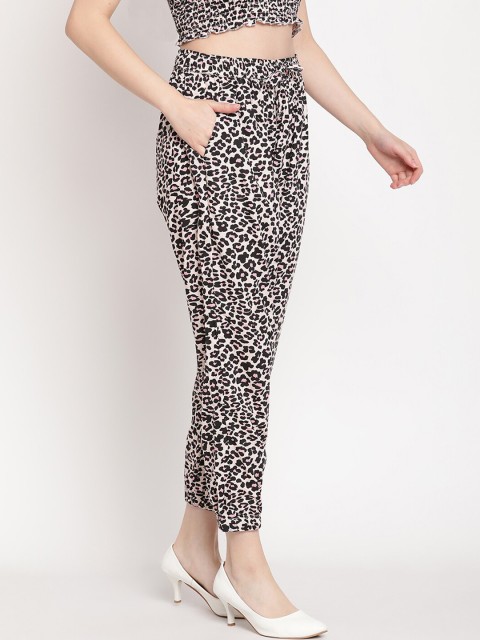 

TAG 7 Women Black Animal Printed Smart Jogger