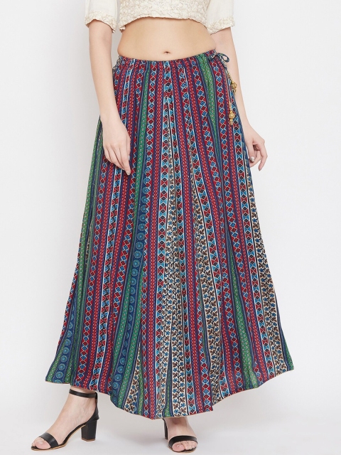 

Clora Creation Women Red & Blue Printed Flared Maxi Skirt