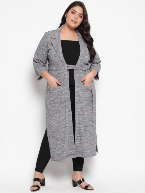 

Amydus Women Plus Size Grey Longline Knit Shrug