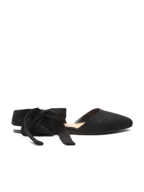 

FOREVER 21 Women Black Solid Tie-Up Flats